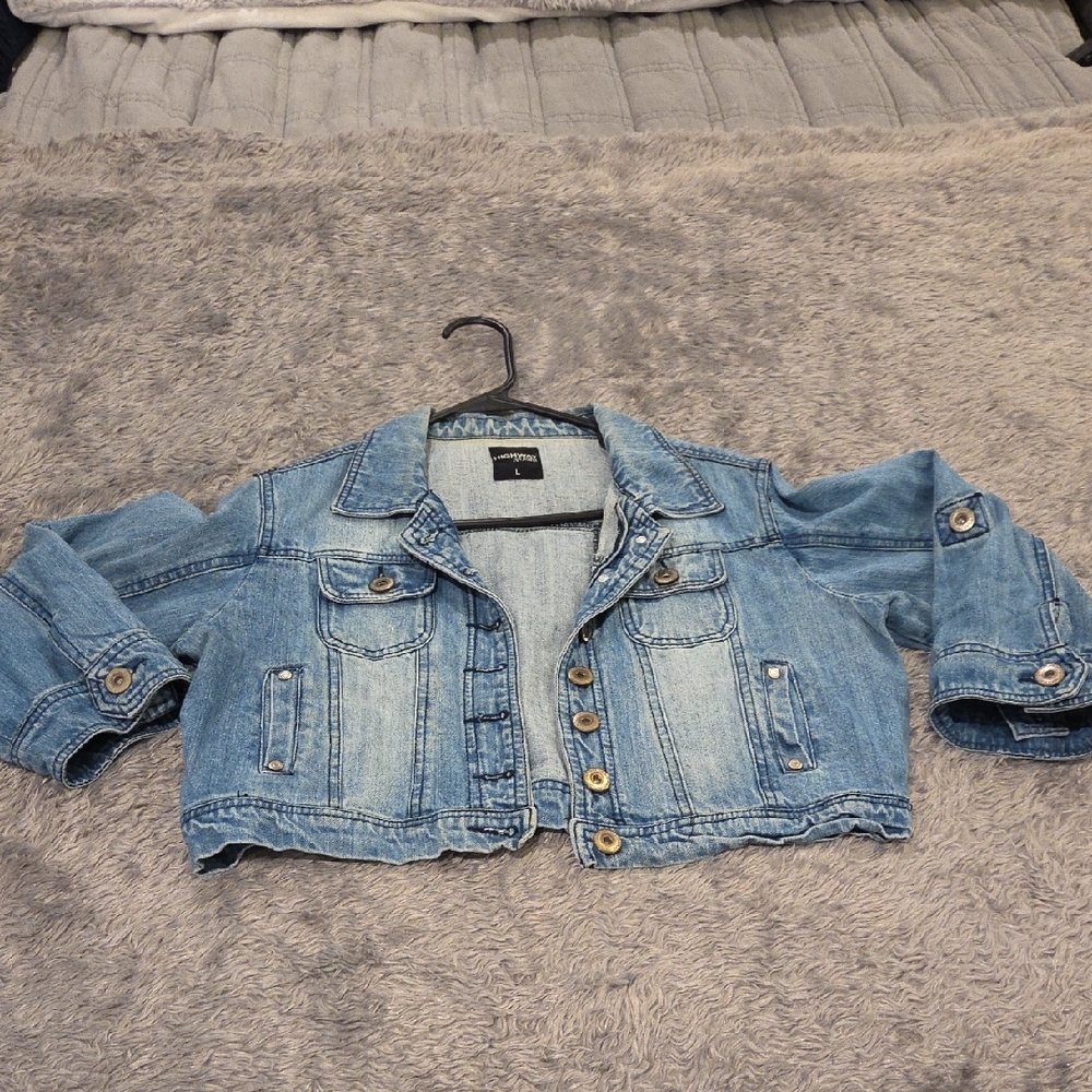 Highway Jeans Light Blue Cropped Denim Jacket Size L!